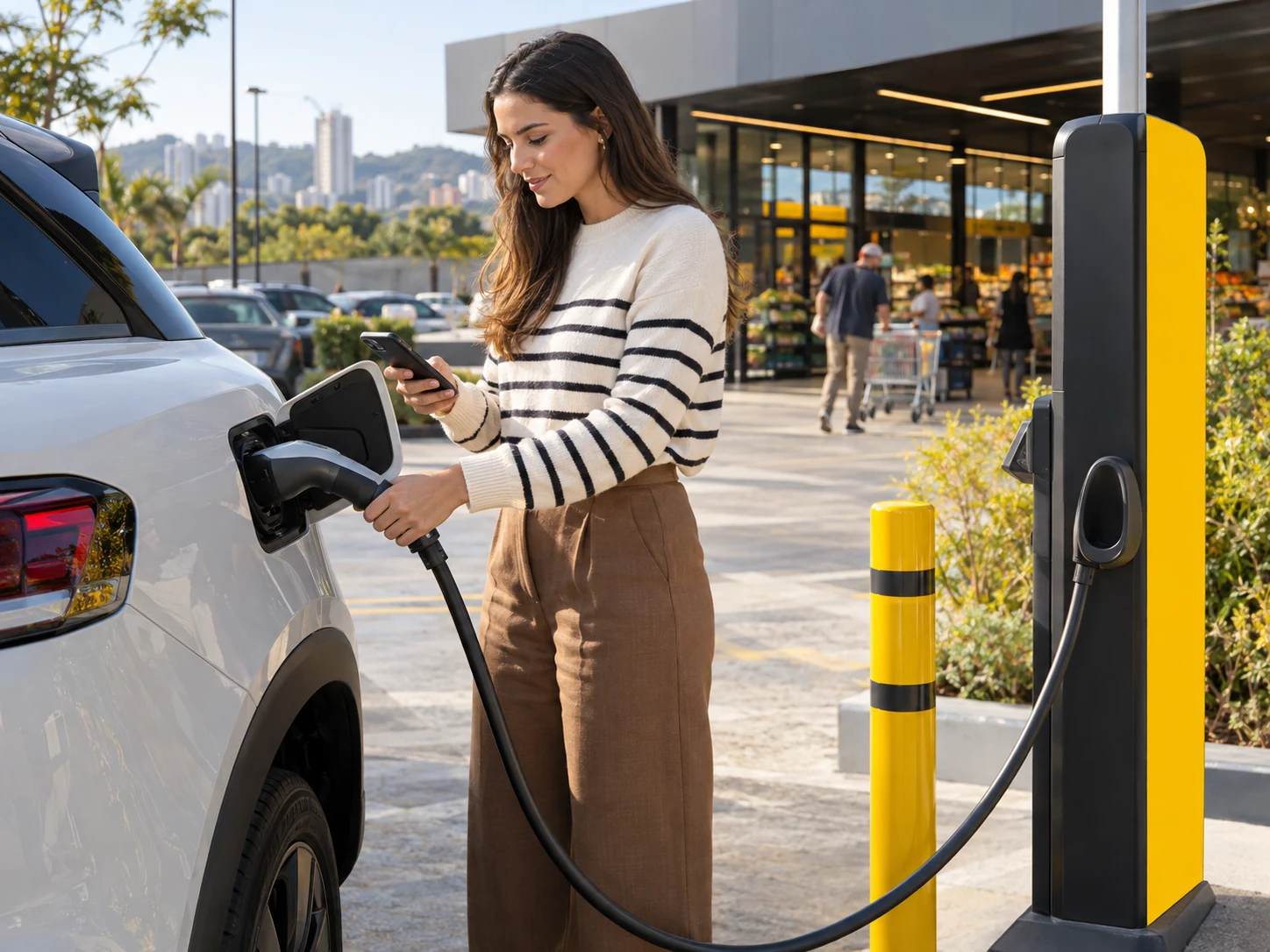 Motorista em uma estação Mocelin EV